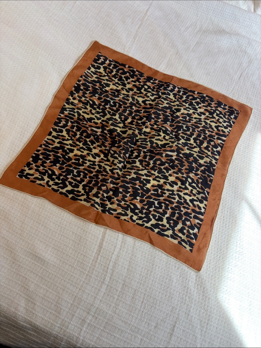 Leopard Print Square Scarf in Brown and Black